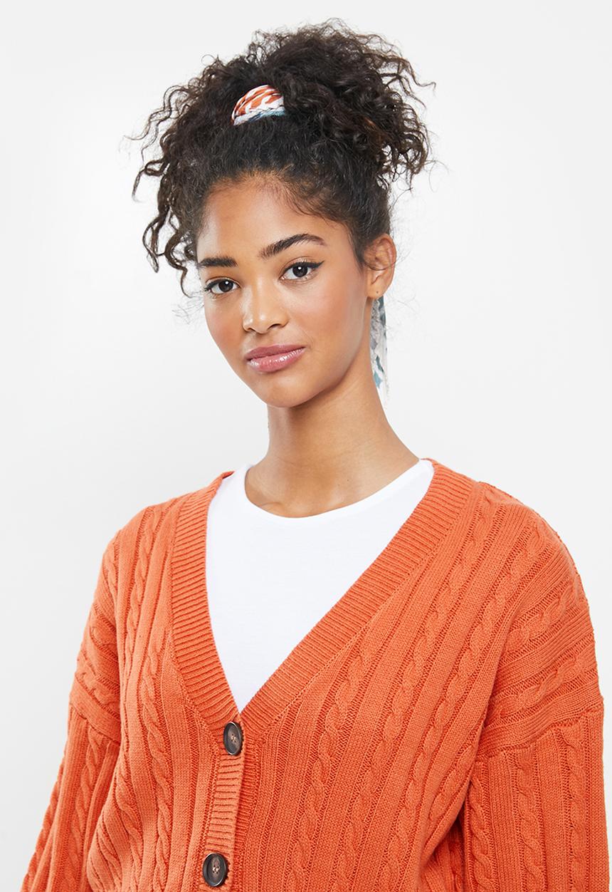 Cotton On - Crop cable cardi - orange