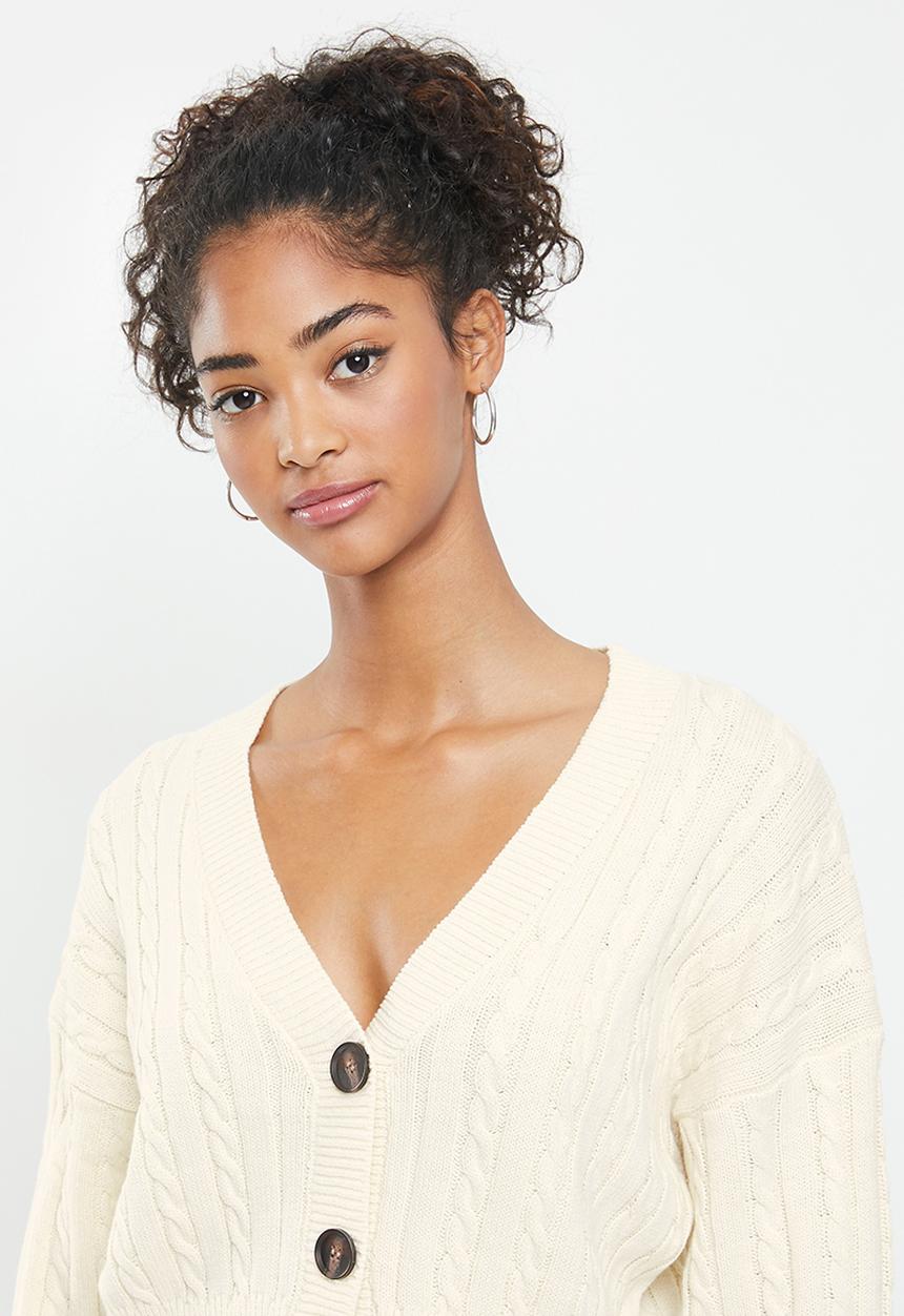 Cotton On - Crop cable cardi - cream