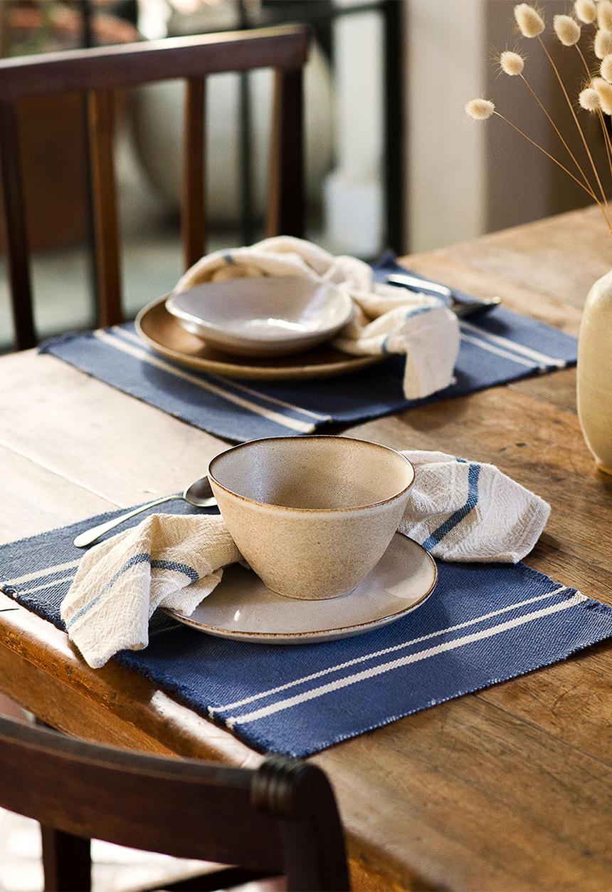 Barrydale Hand Weavers - Contemporary placemats - stripes on end set of 2 - indigo