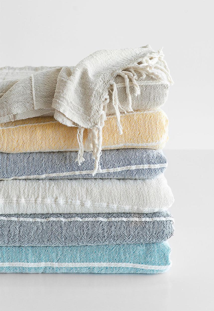 Barrydale Hand Weavers - Contemporary throw - variegated stripes - natural