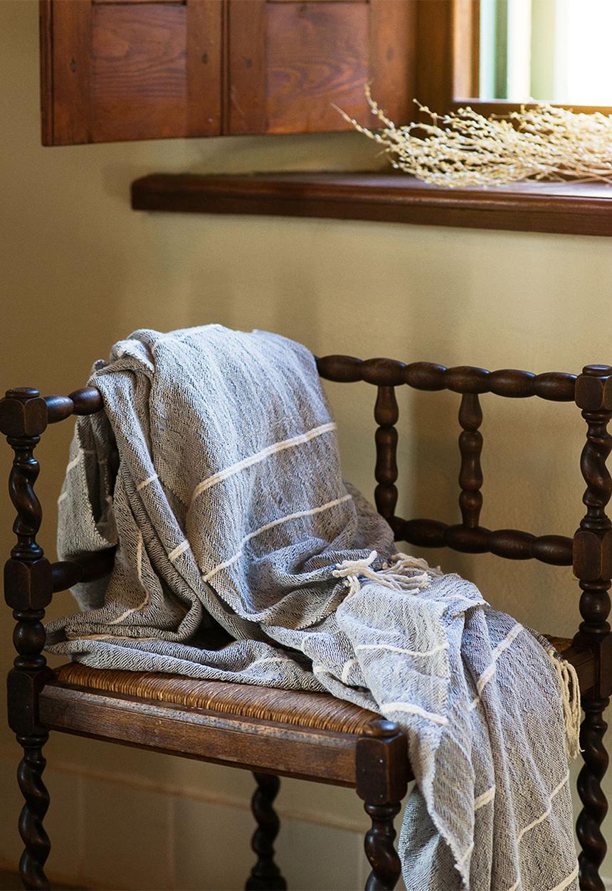 Barrydale Hand Weavers - Contemporary throw - variegated stripes – indigo