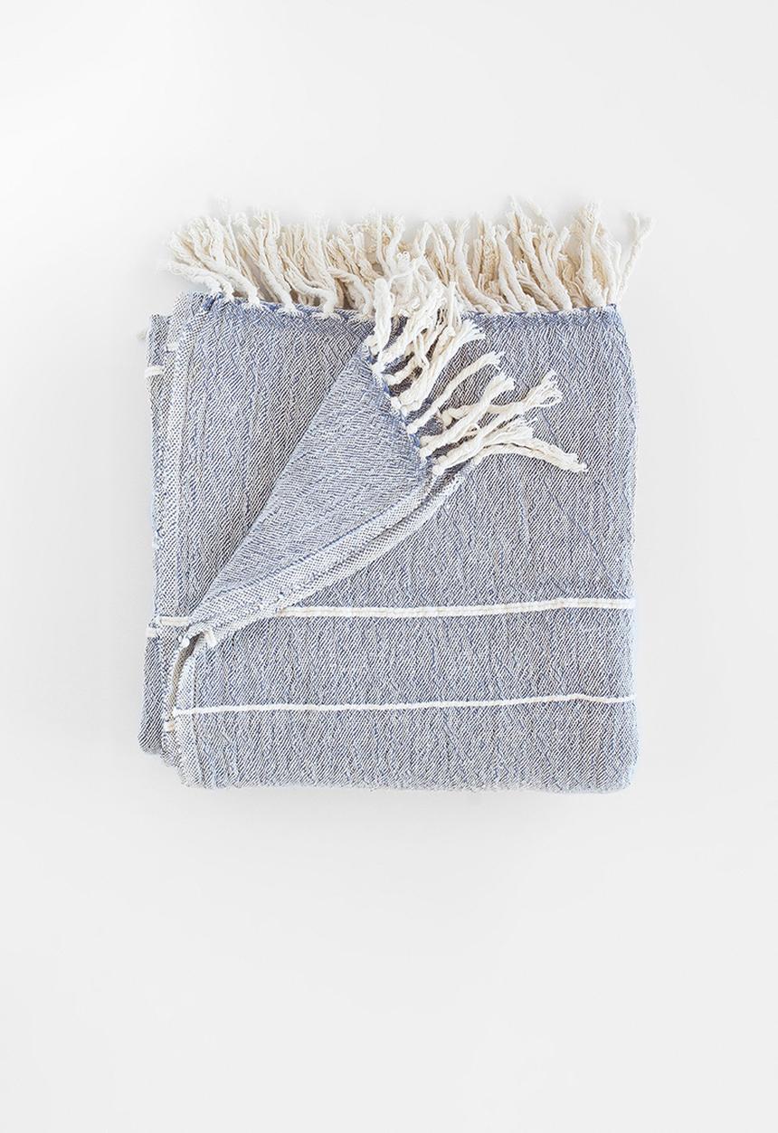 Barrydale Hand Weavers - Contemporary throw - variegated stripes – indigo