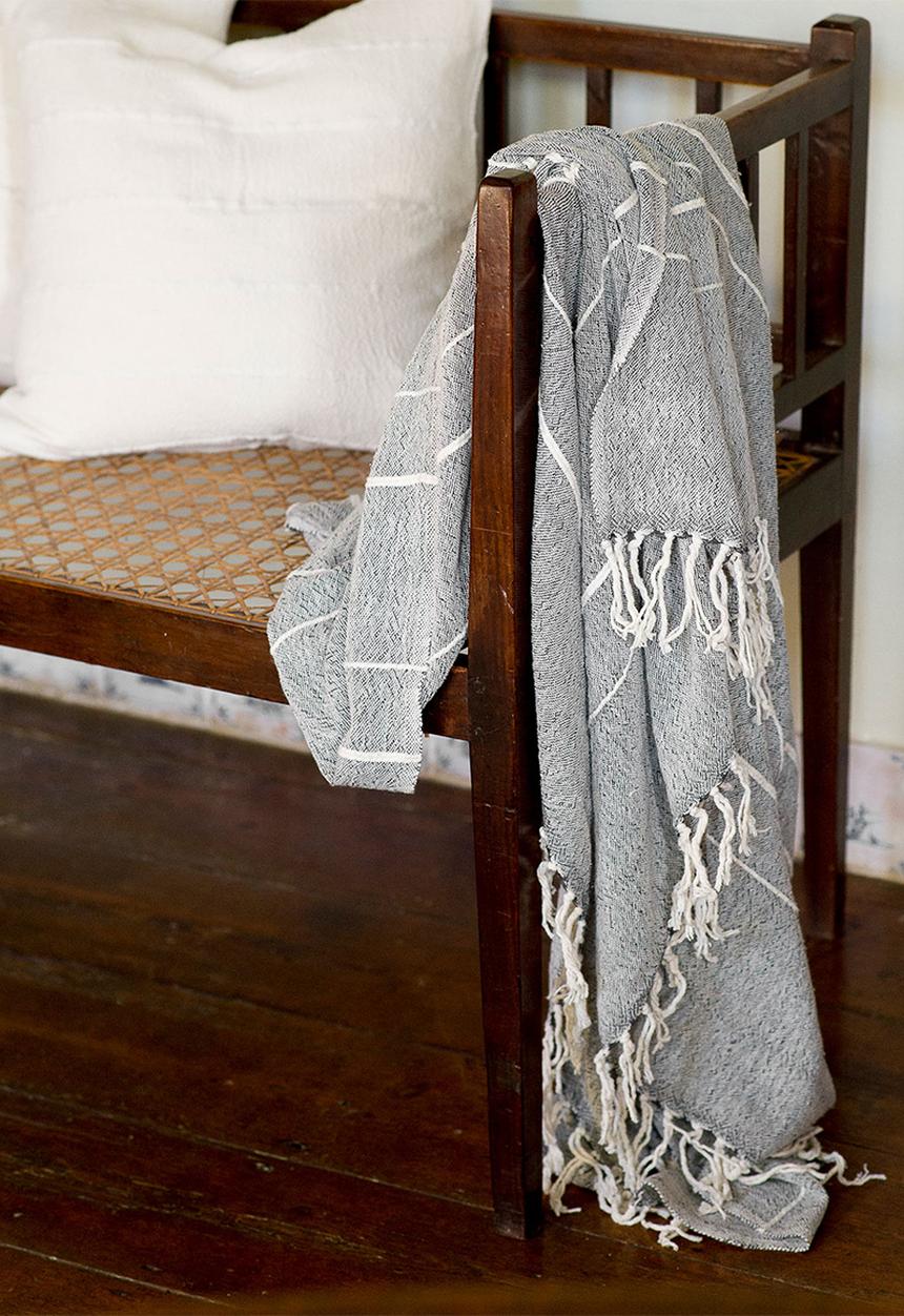 Barrydale Hand Weavers - Contemporary throw - variegated stripes – charcoal