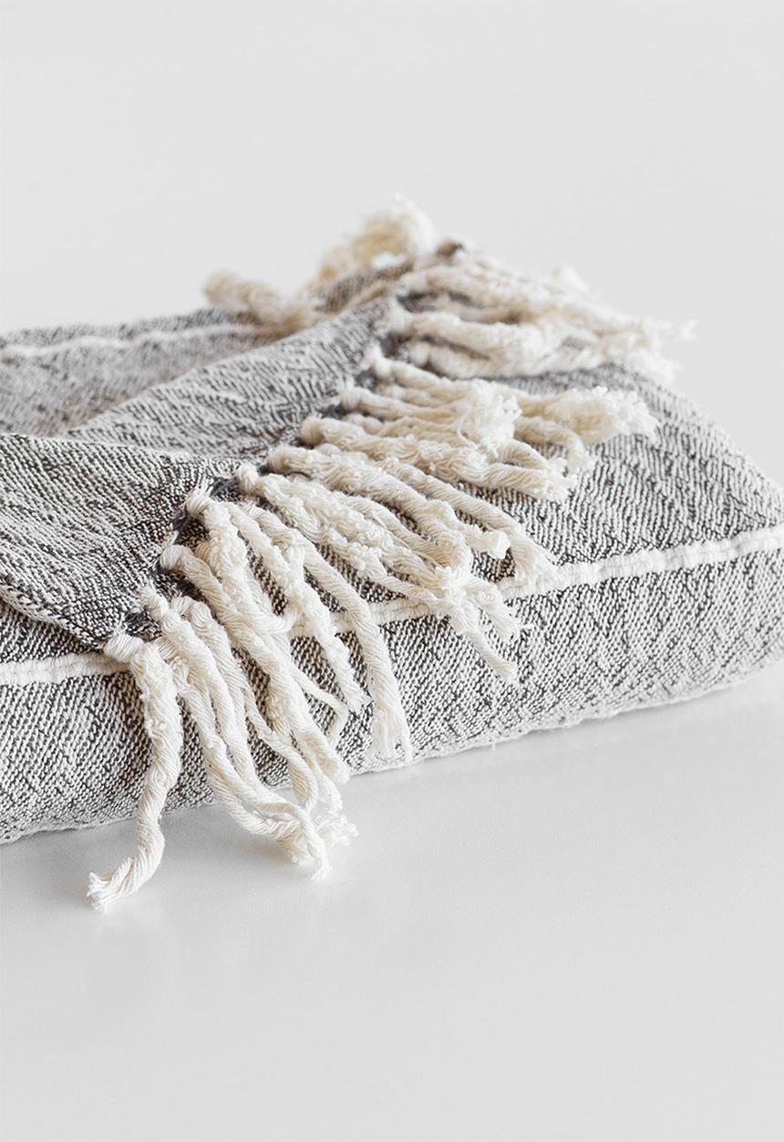 Barrydale Hand Weavers - Contemporary throw - variegated stripes – charcoal