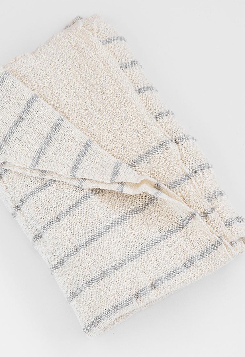 Barrydale Hand Weavers - Baby blanket - stripes throughout - grey & cream 
