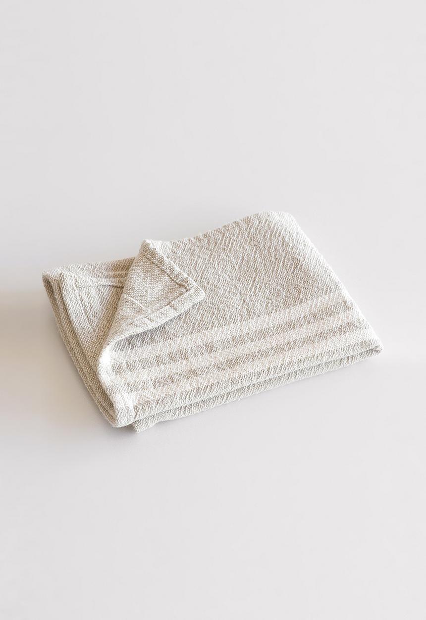 Barrydale Hand Weavers - Small contemporary towel - stripes on ends - stone