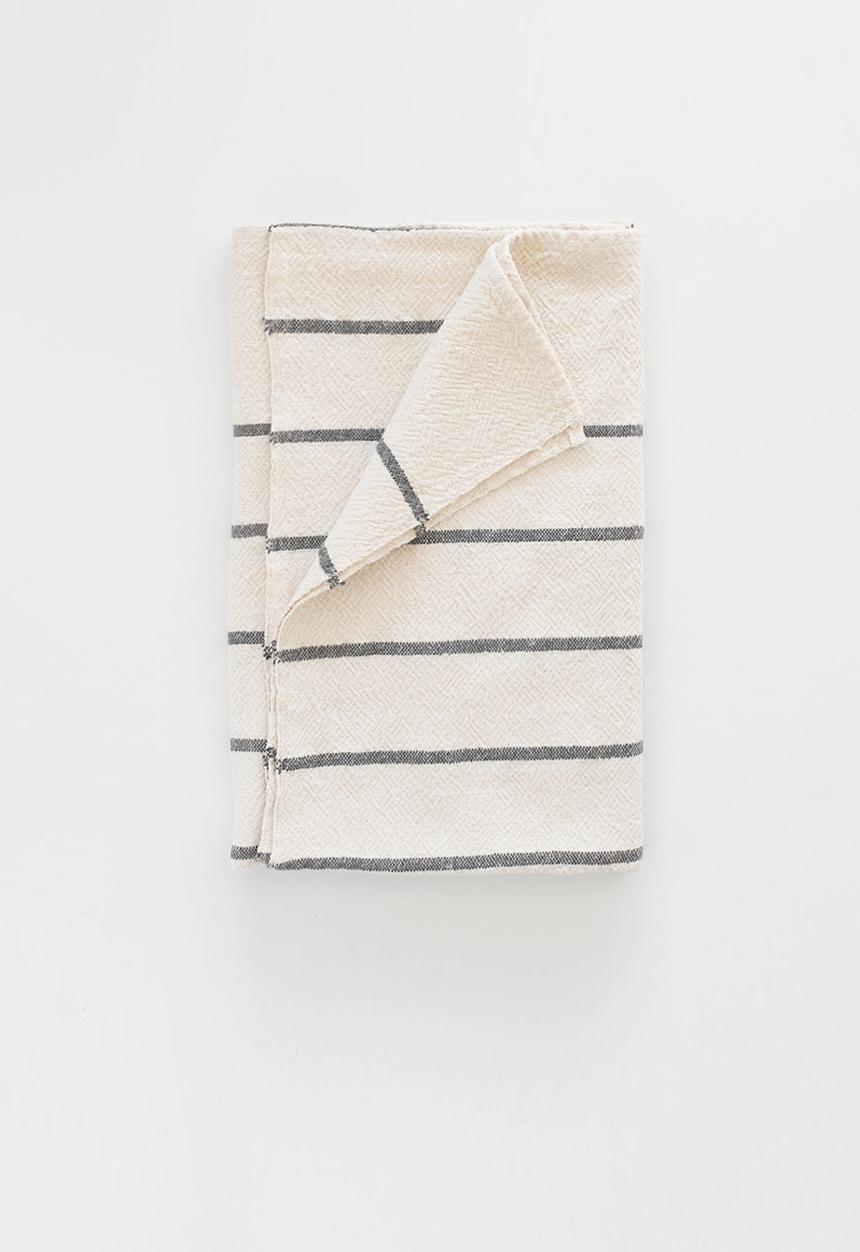 Barrydale Hand Weavers - Large country towel - charcoal & cream 