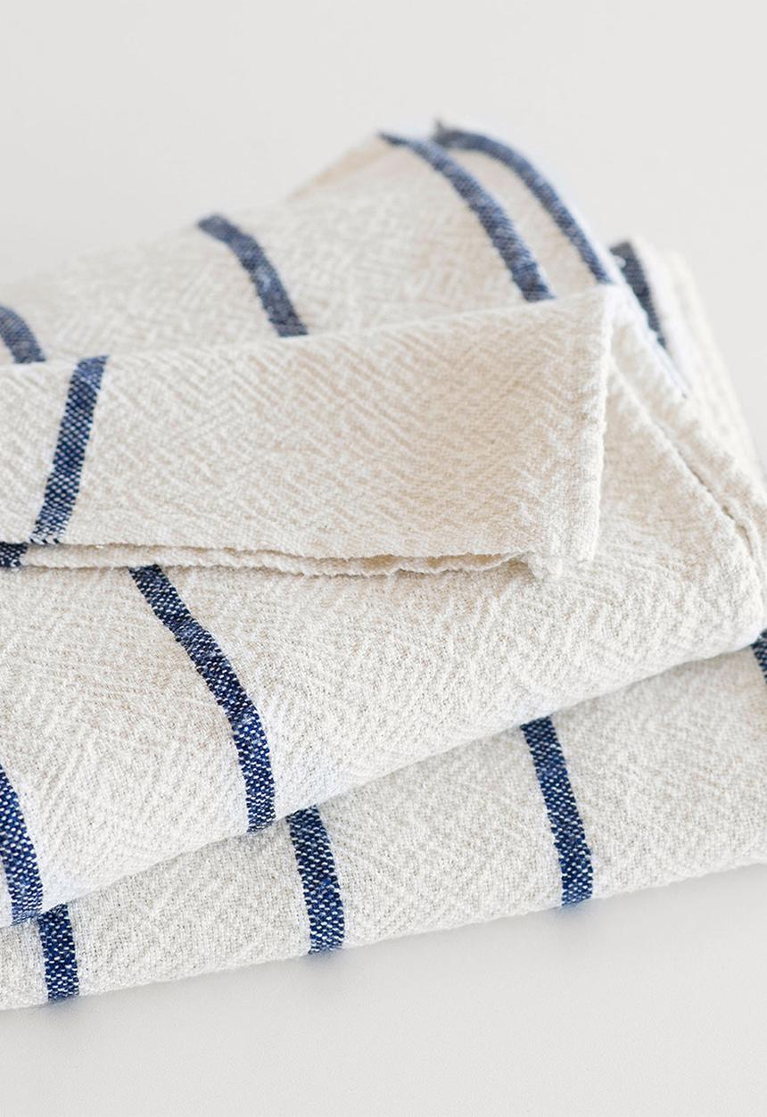 Barrydale Hand Weavers - Large country towel  - navy & cream 