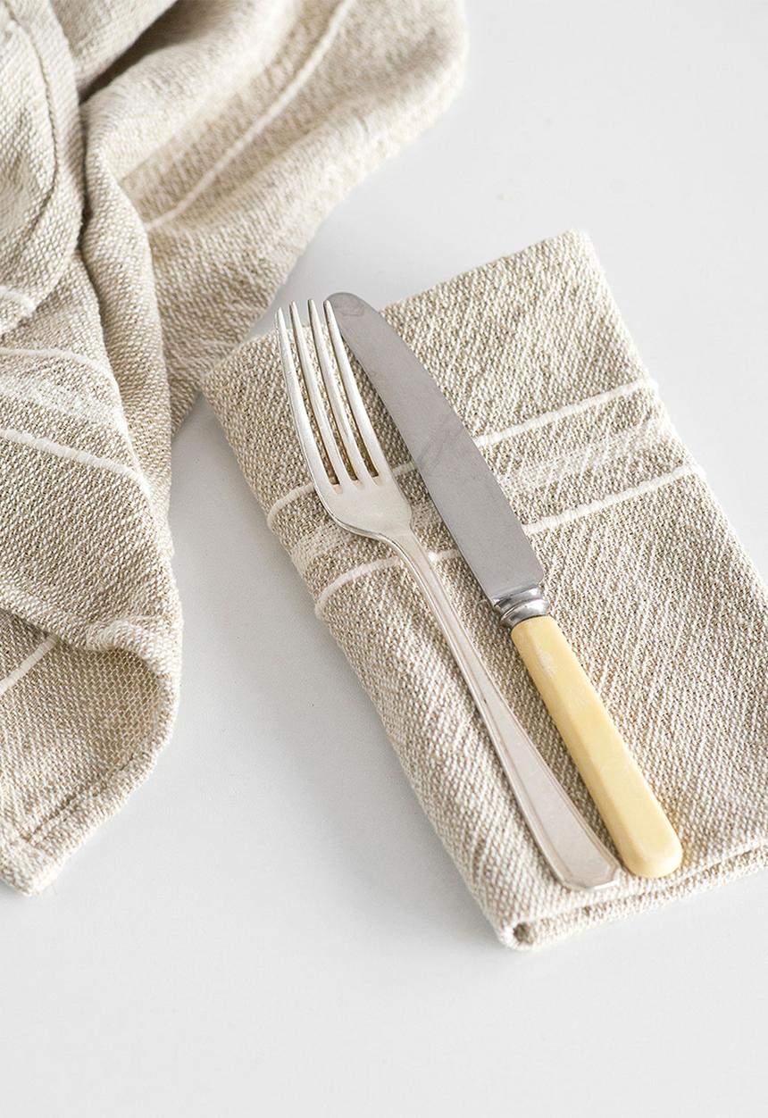 Barrydale Hand Weavers - Contemporary napkin - variegated stripes - stone set of 2