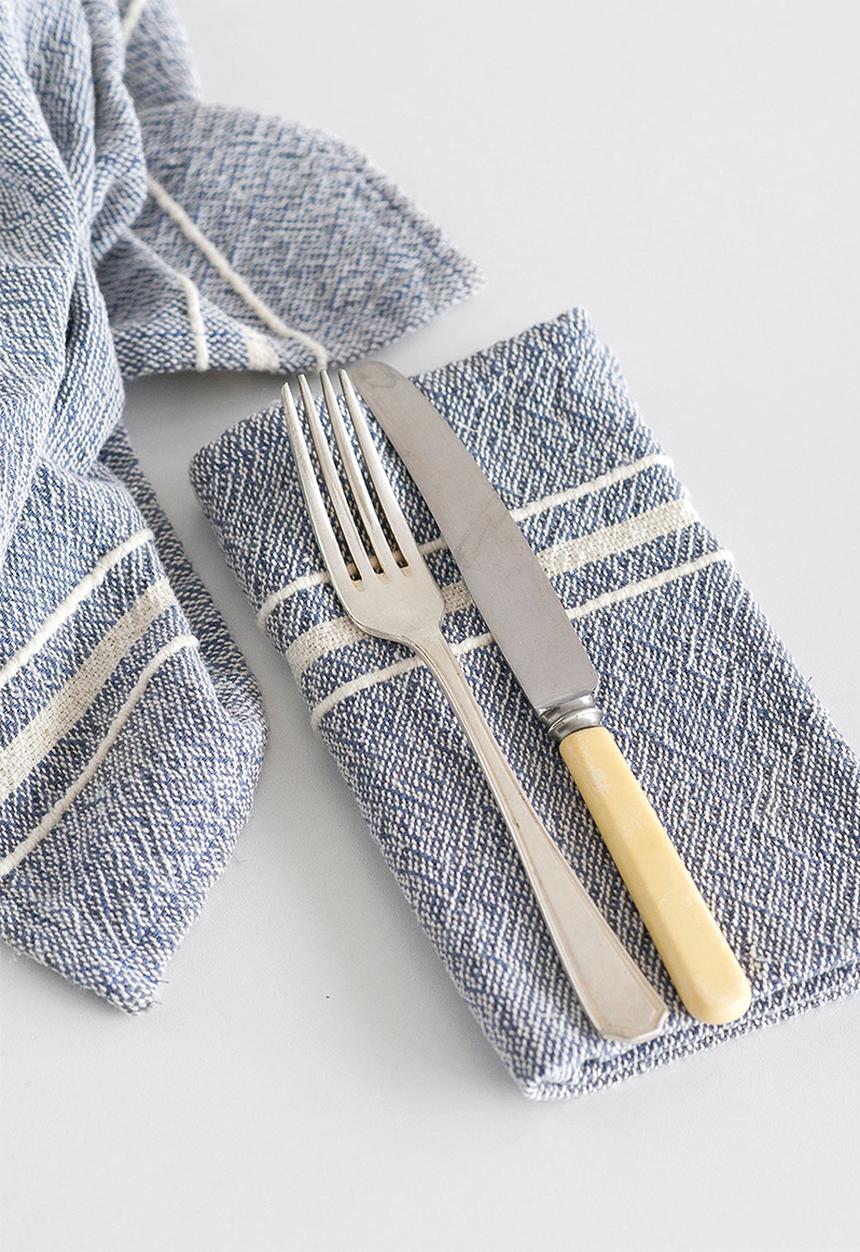 Barrydale Hand Weavers - Contemporary napkin - variegated stripes - indigo set of 2