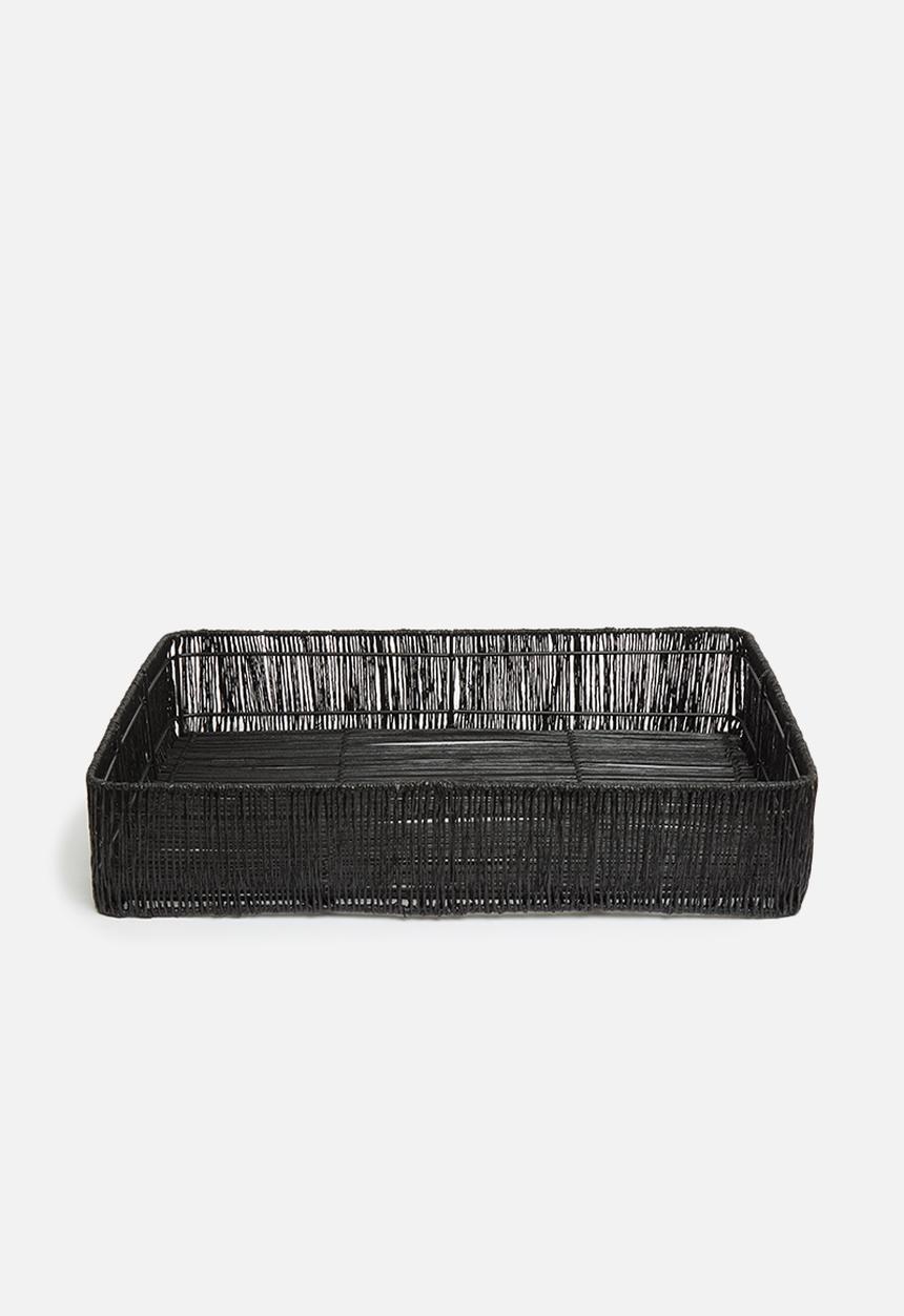 Sixth Floor - Mila tray with jute rim - black