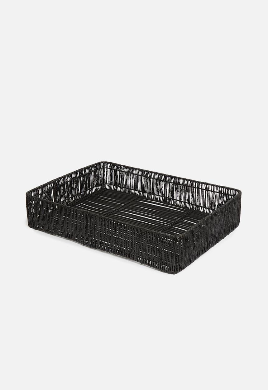 Sixth Floor - Mila tray with jute rim - black