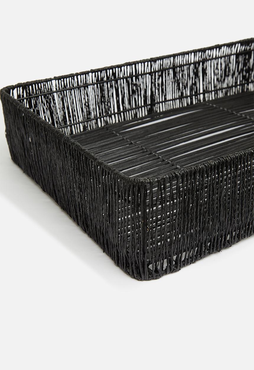 Sixth Floor - Mila tray with jute rim - black