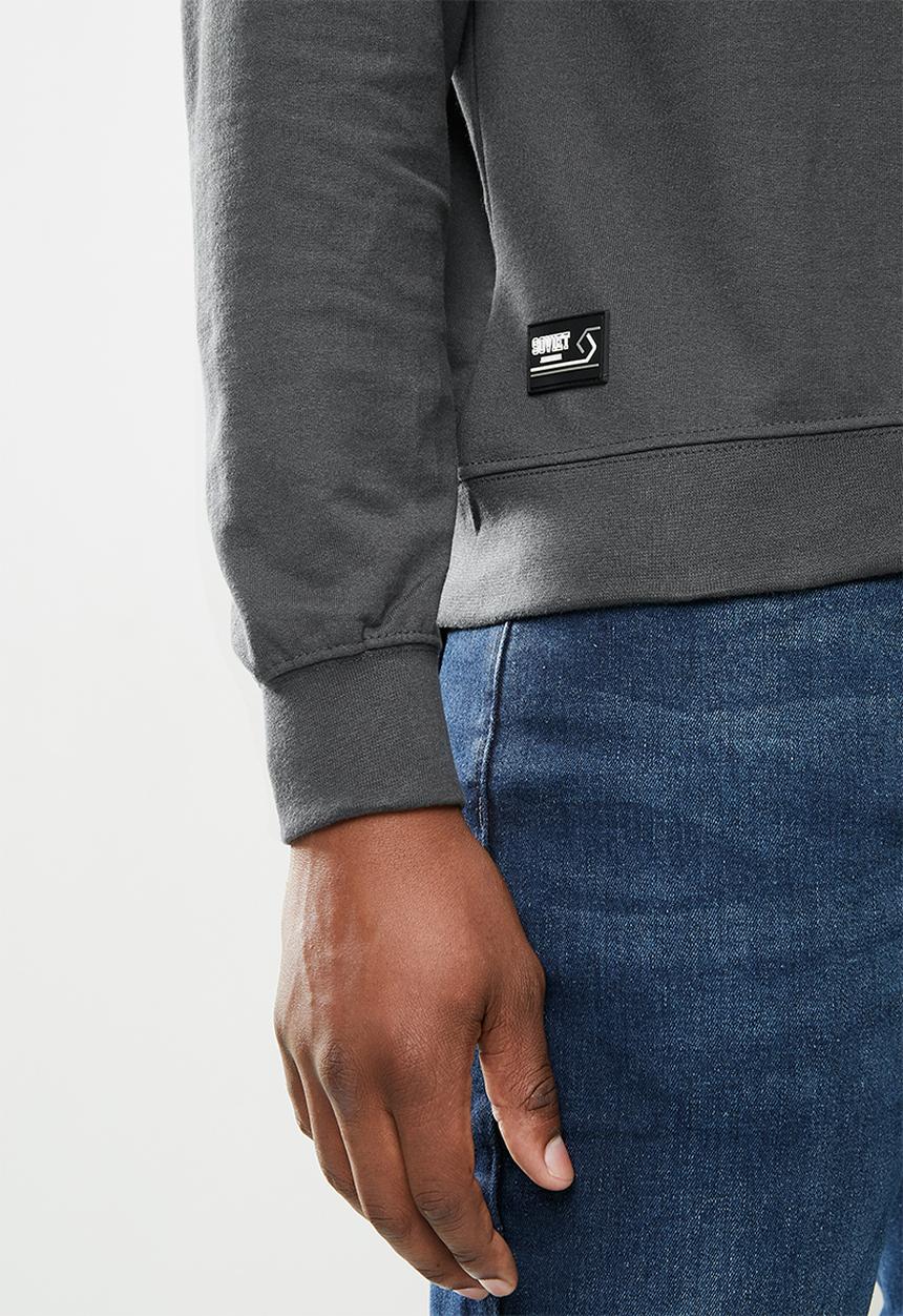 SOVIET - Carlos crew neck sweat top - charcoal