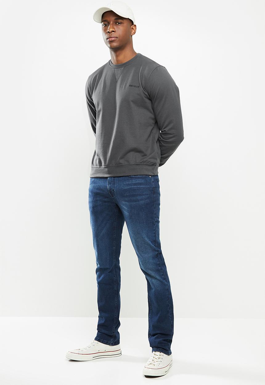SOVIET - Carlos crew neck sweat top - charcoal