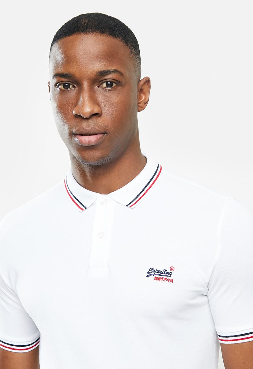 Superdry. - Classic micro lite tipped short sleeve polo - white 