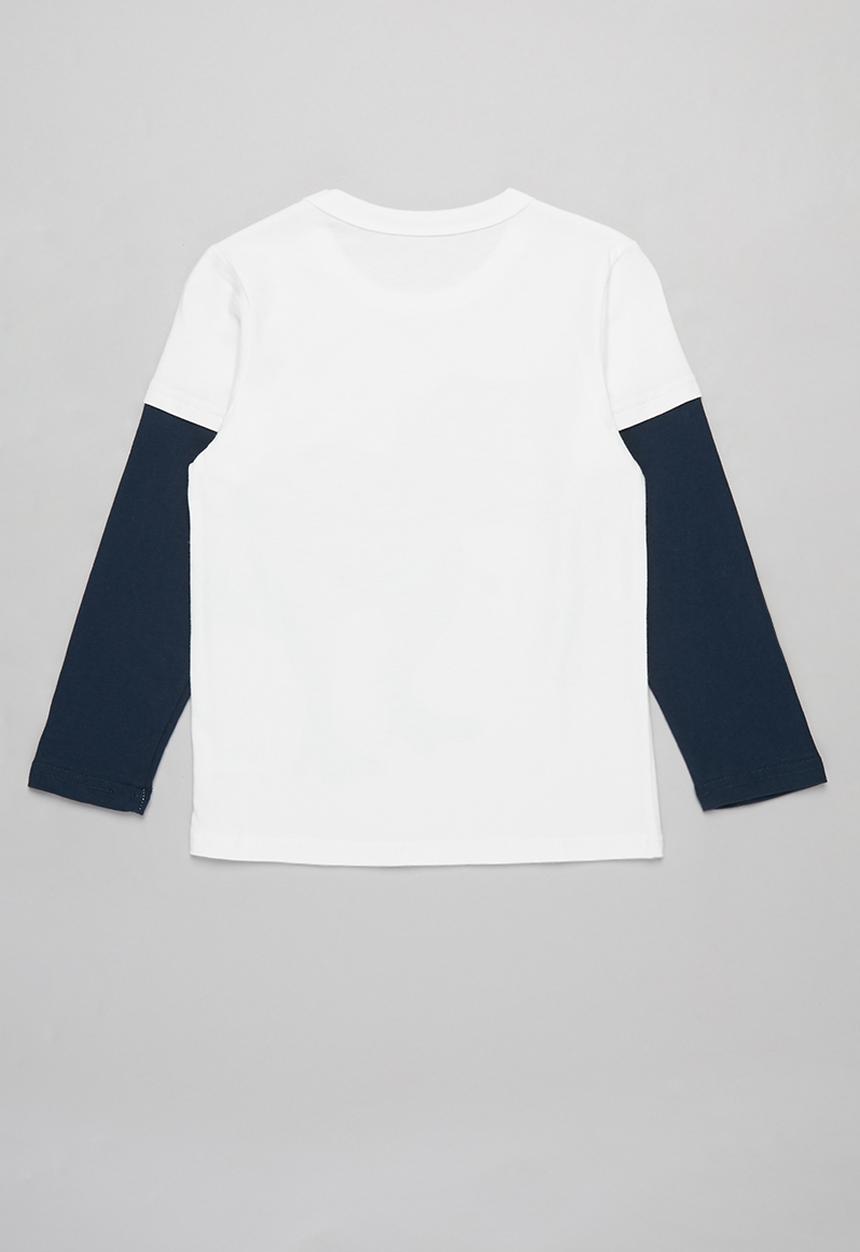 Pop Candy - Boys dino print tee - white & navy