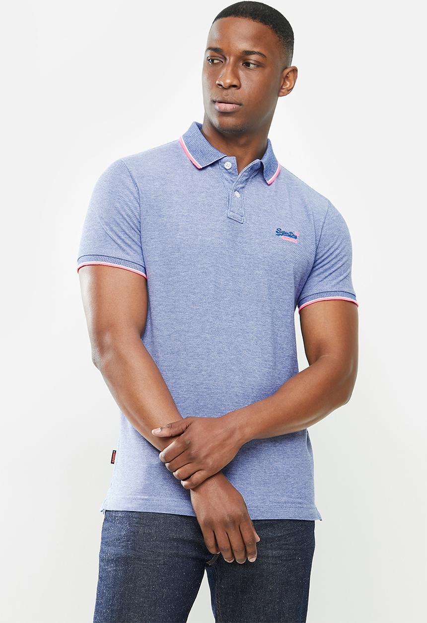 Superdry. - Poolside pique short sleeve polo - blue