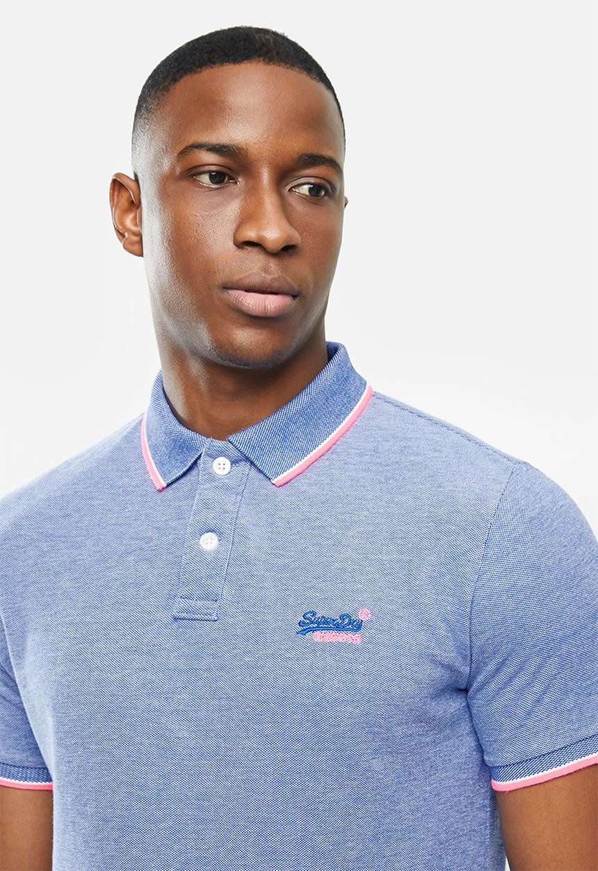 Superdry. - Poolside pique short sleeve polo - blue