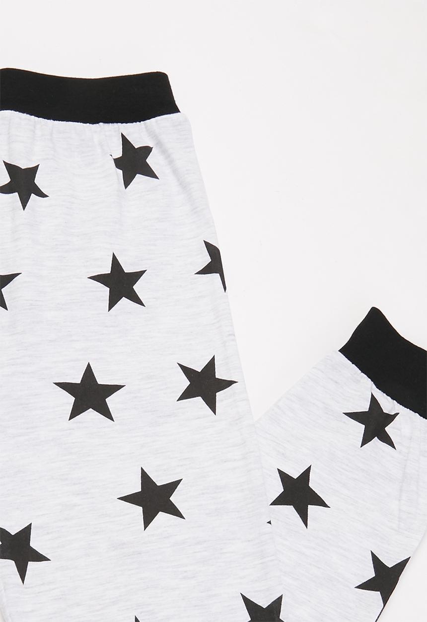 Pop Candy - Boys printed tee & star pants set - black & white