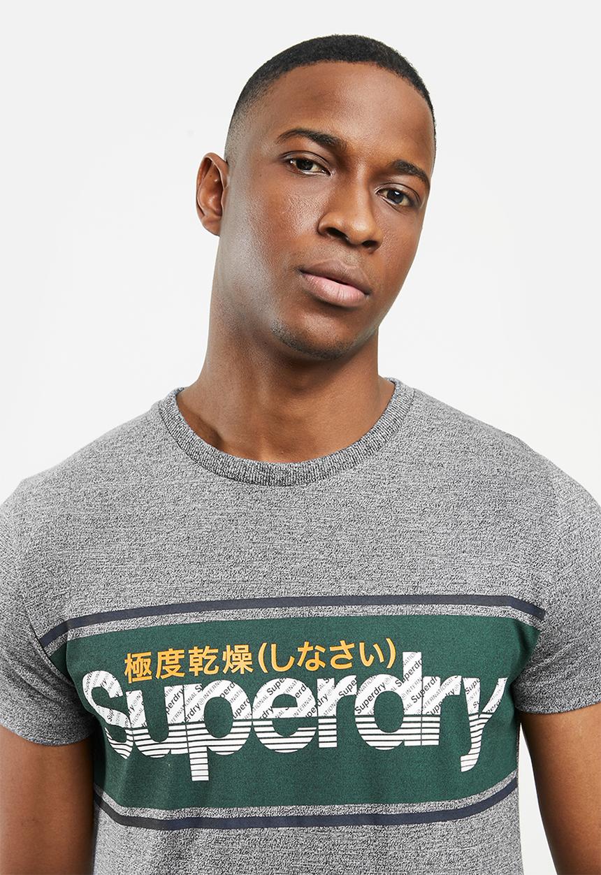 Superdry. - Core logo stripe tee - grey