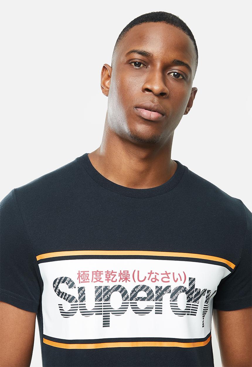 Superdry. - Core logo stripe tee - navy
