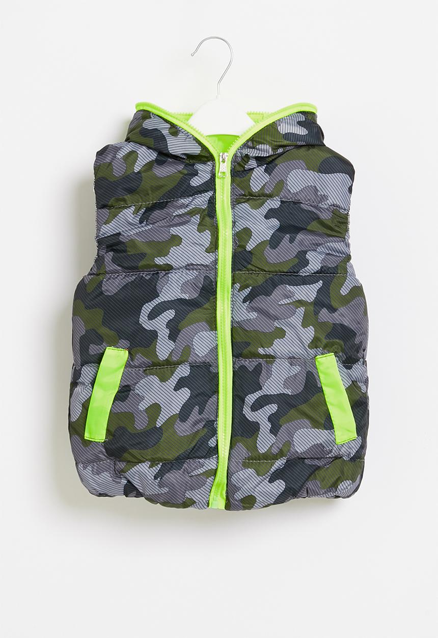 Pop Candy - Boys camo sleeveless bomber - multi 