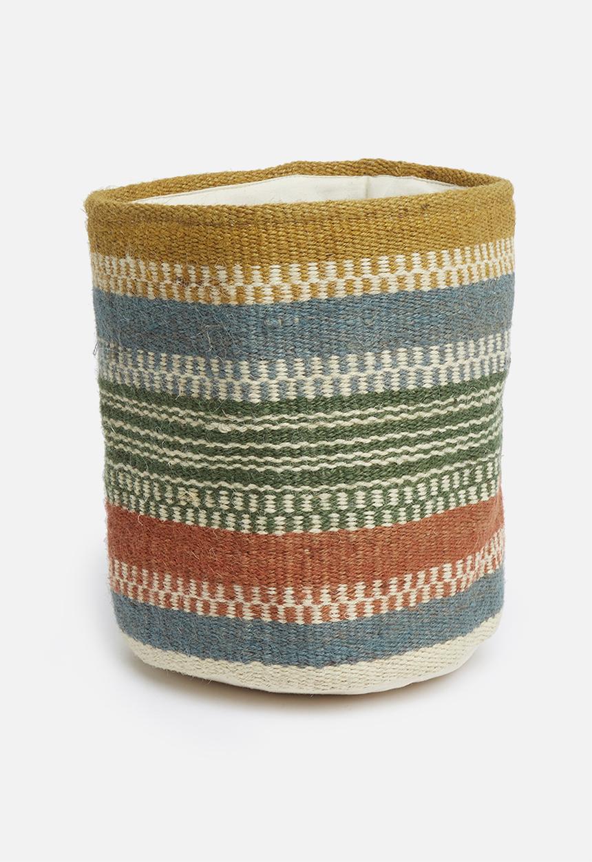 Sixth Floor - Jute & cotton stripe basket - multi