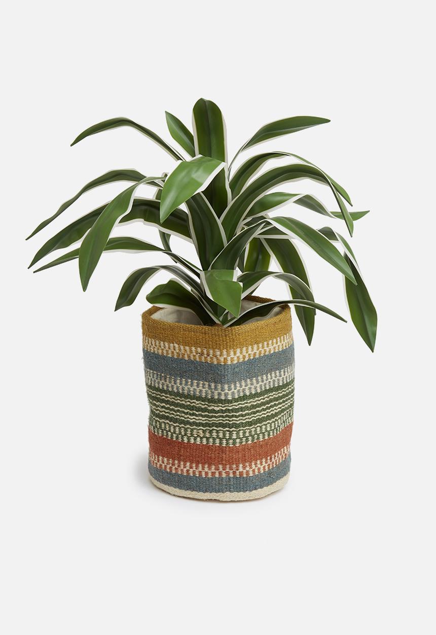Sixth Floor - Jute & cotton stripe basket - multi