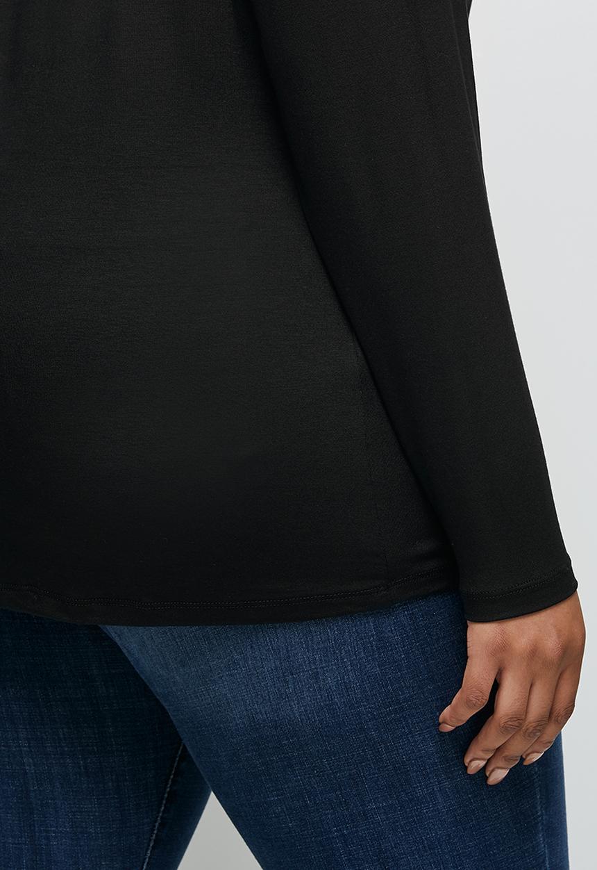 edit Plus - Long sleeve basic squareneck tee - black