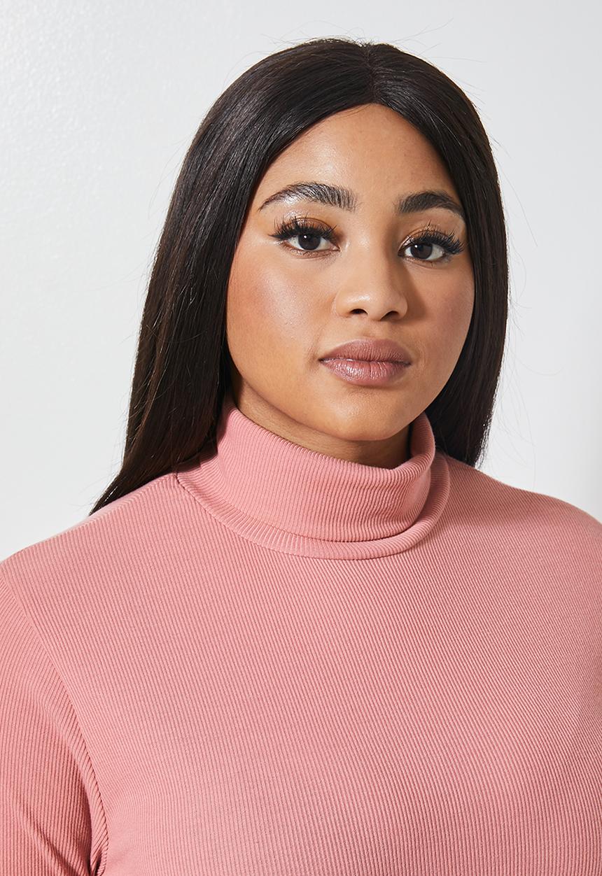 Superbalist - Single rib poloneck -rose pink