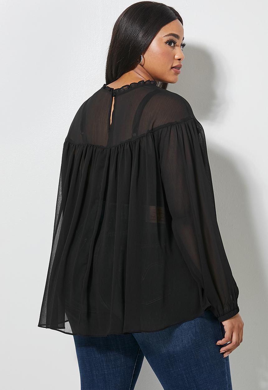 Superbalist - Femme ruffle blouse - black