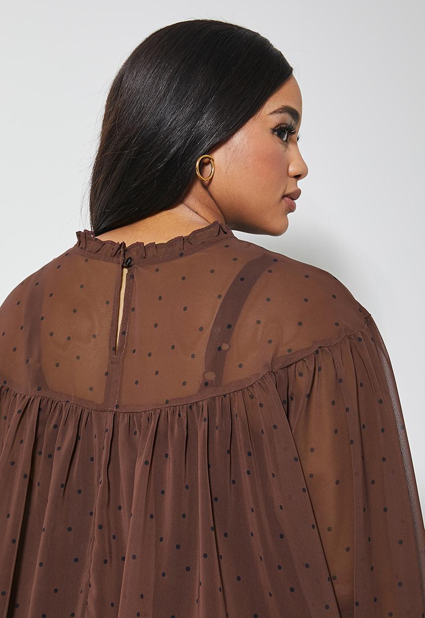 Superbalist - Femme ruffle blouse - brown