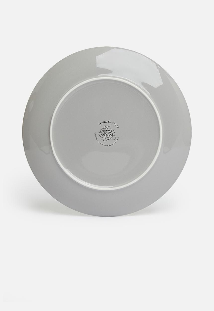Jenna Clifford - Embossed lines dinner set 16 piece - light grey