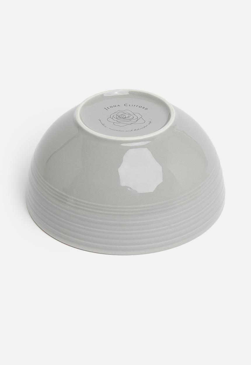 Jenna Clifford - Embossed lines dinner set 16 piece - light grey