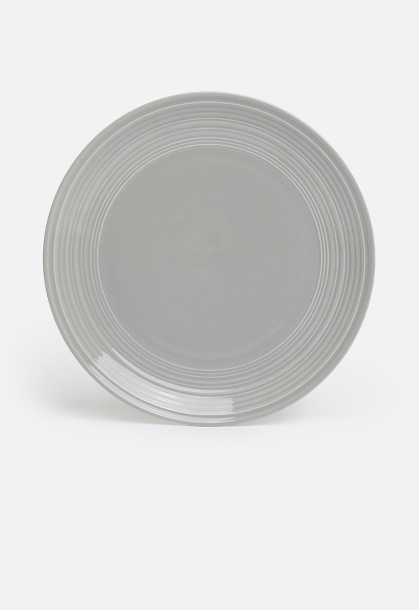 Jenna Clifford - Embossed lines dinner set 16 piece - light grey