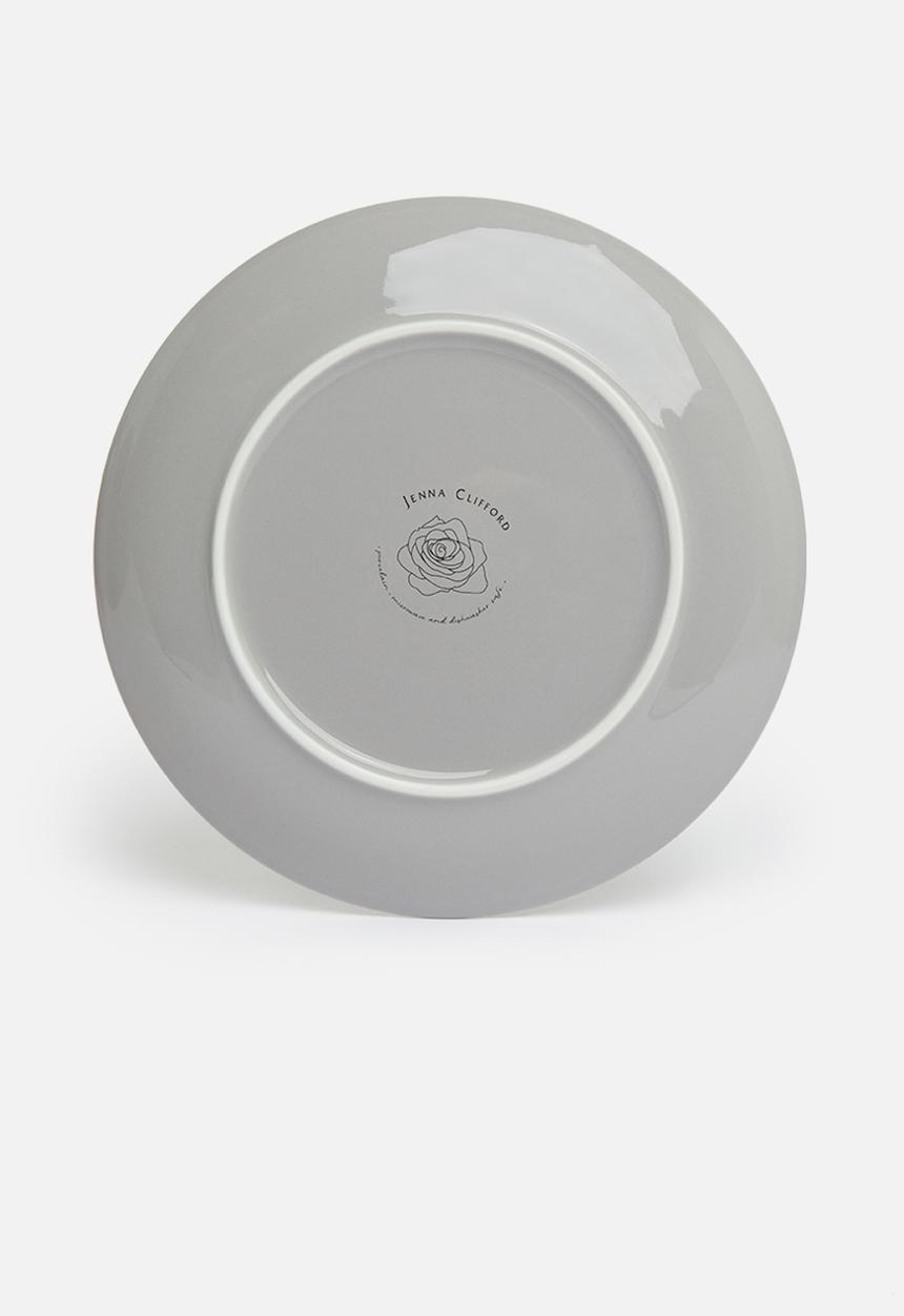 Jenna Clifford - Embossed lines dinner set 16 piece - light grey