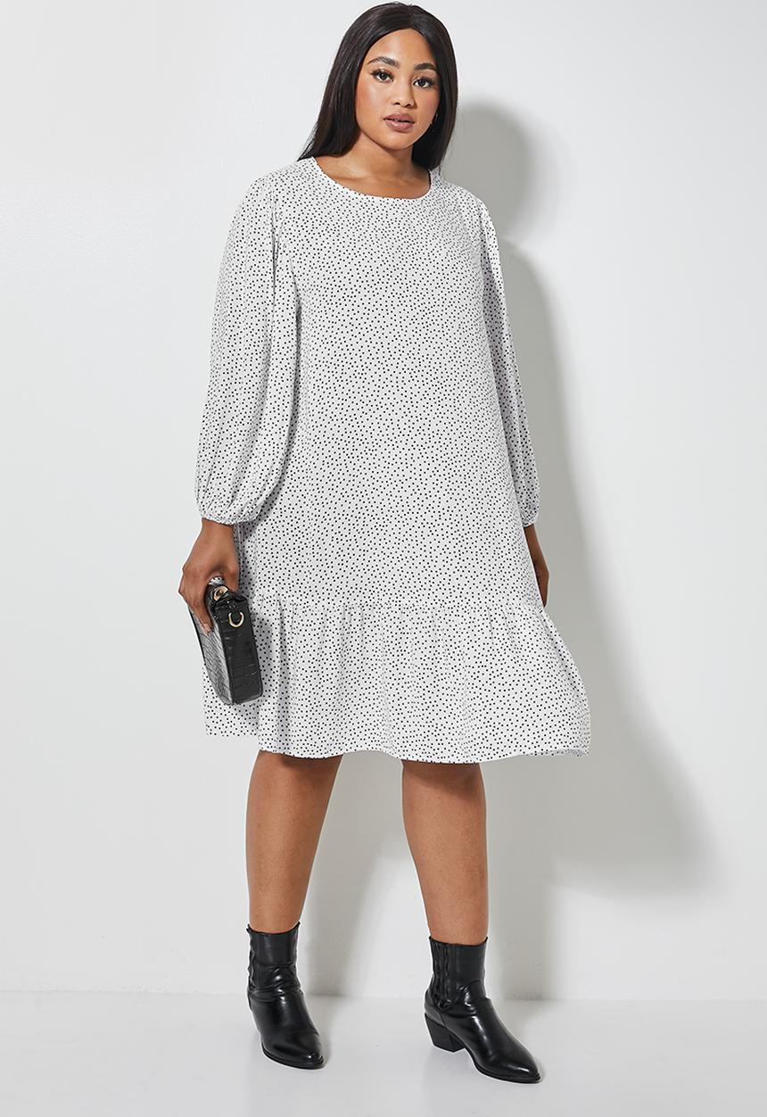 Superbalist - Dropped waist tier dress - white & black 