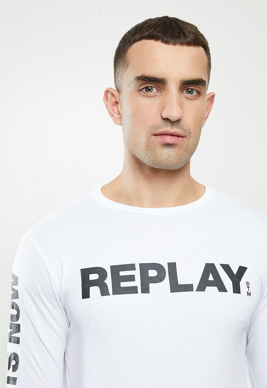 Replay - Replay long sleeve printed tee - white