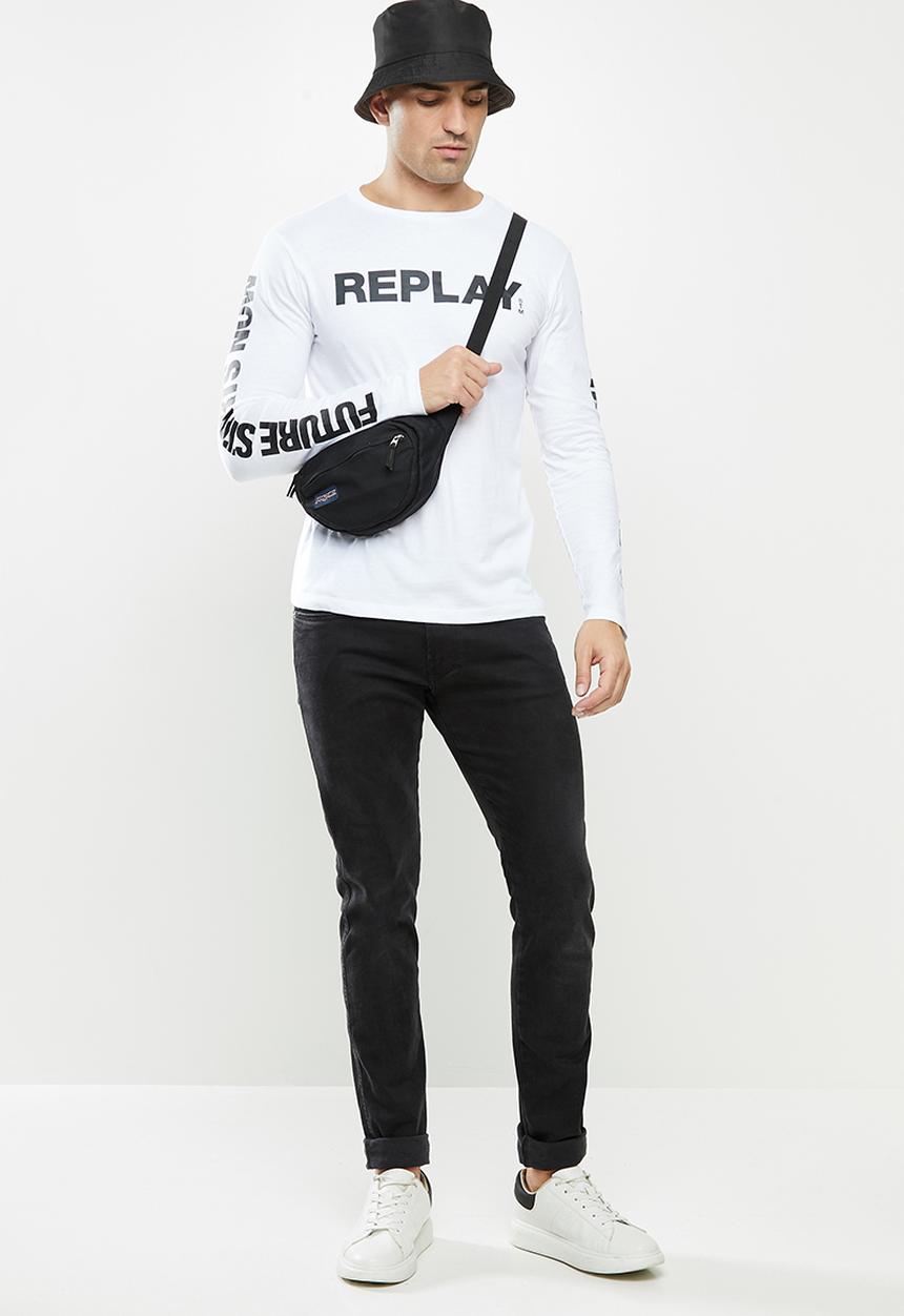 Replay - Replay long sleeve printed tee - white