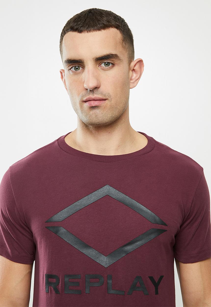 Replay - Replay diamond print tee - burgundy