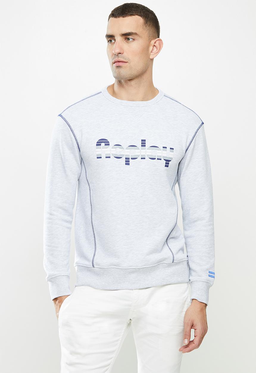 Replay - Replay raised print crew fleece - grey