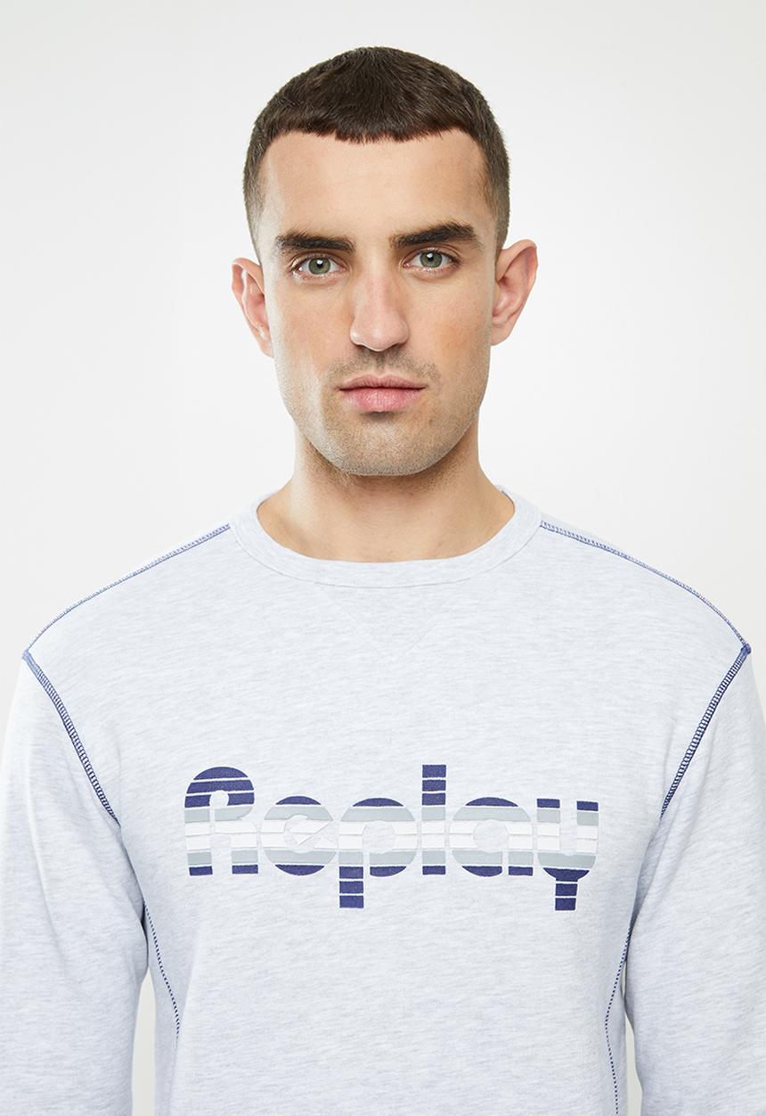Replay - Replay raised print crew fleece - grey