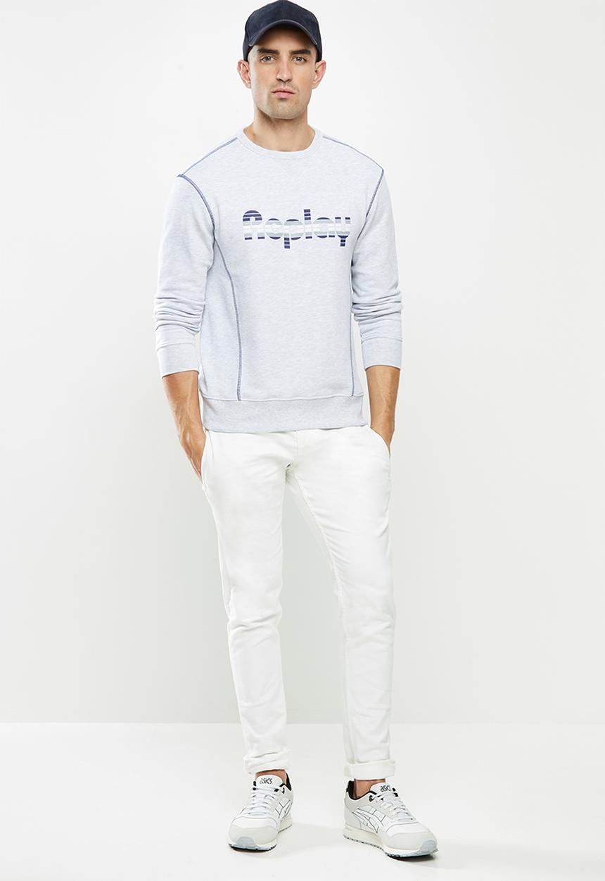 Replay - Replay raised print crew fleece - grey