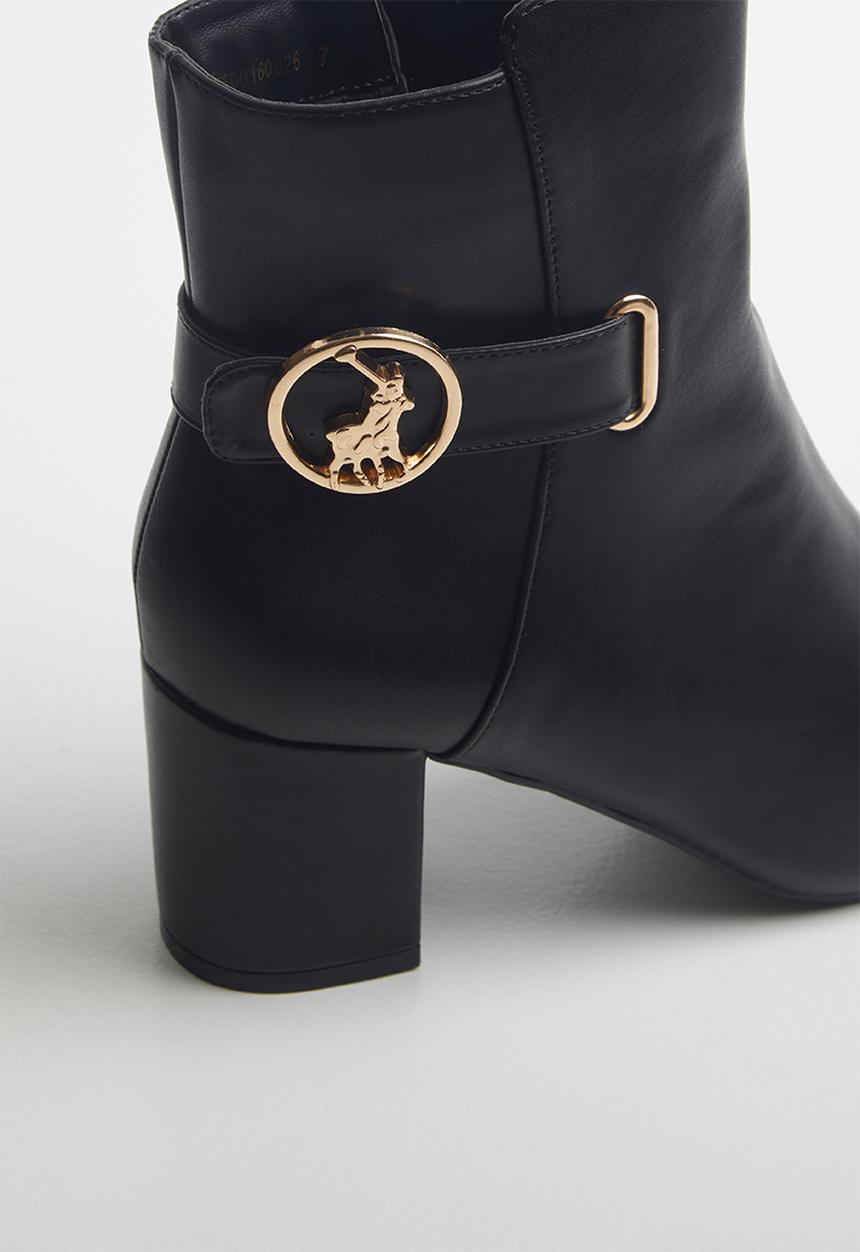 POLO - Demi polo high heel ankle boot - black