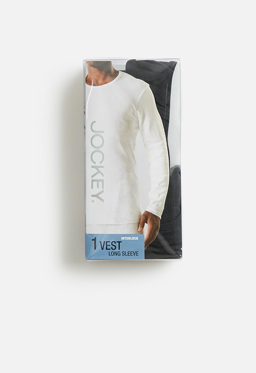 Jockey - 1-pack drop needle interlock long sleeve undershirt - black