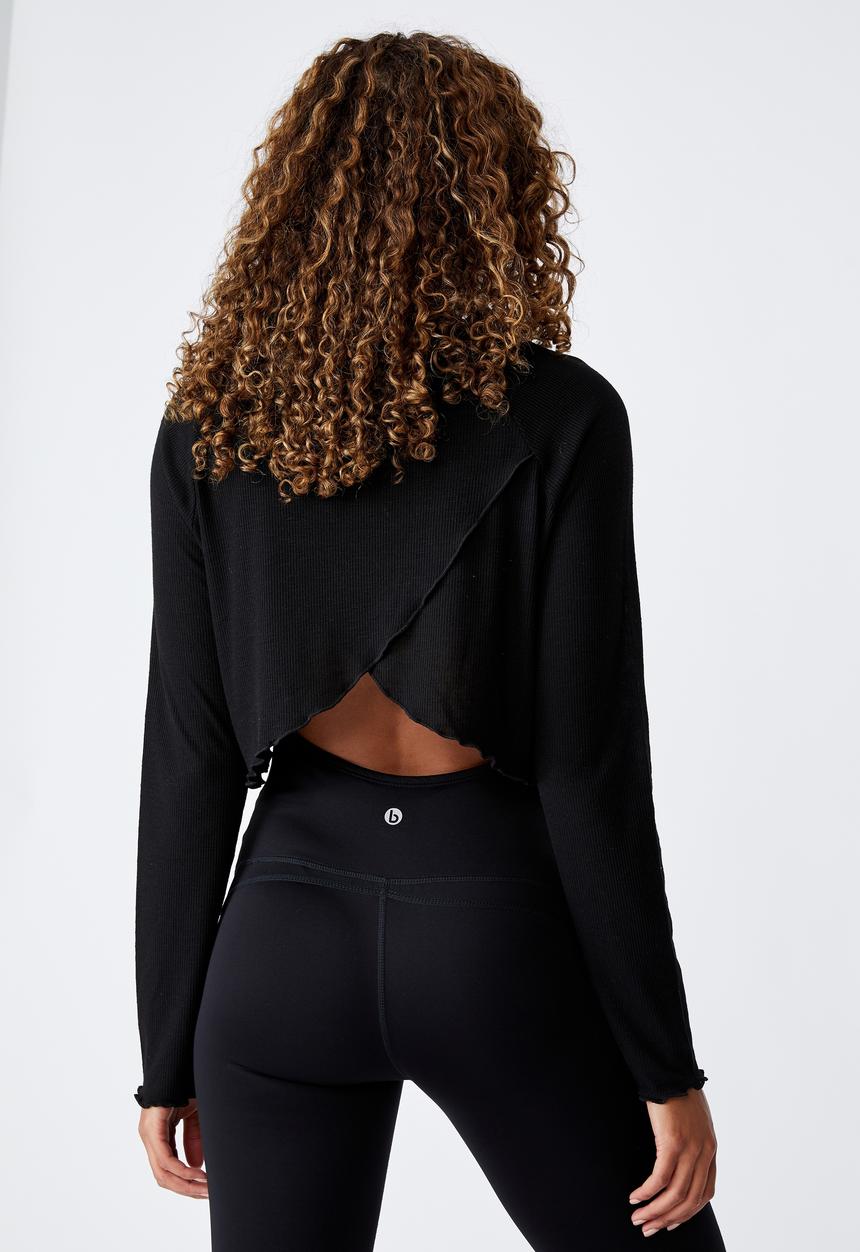 Cotton On - Maternity cross back rib long sleeve top - black
