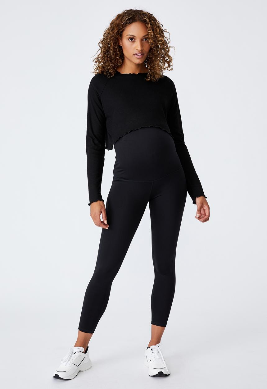 Cotton On - Maternity cross back rib long sleeve top - black