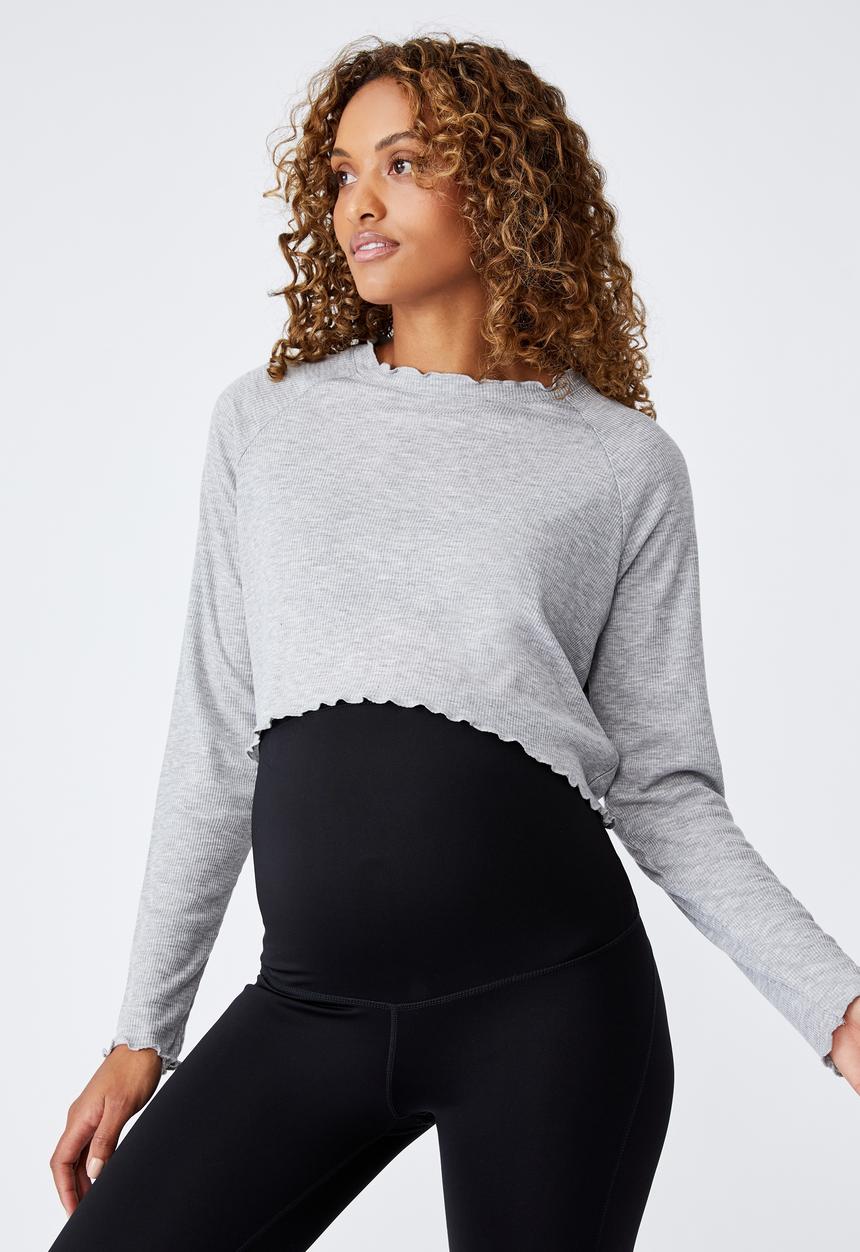 Cotton On - Maternity cross back rib long sleeve top - grey marle