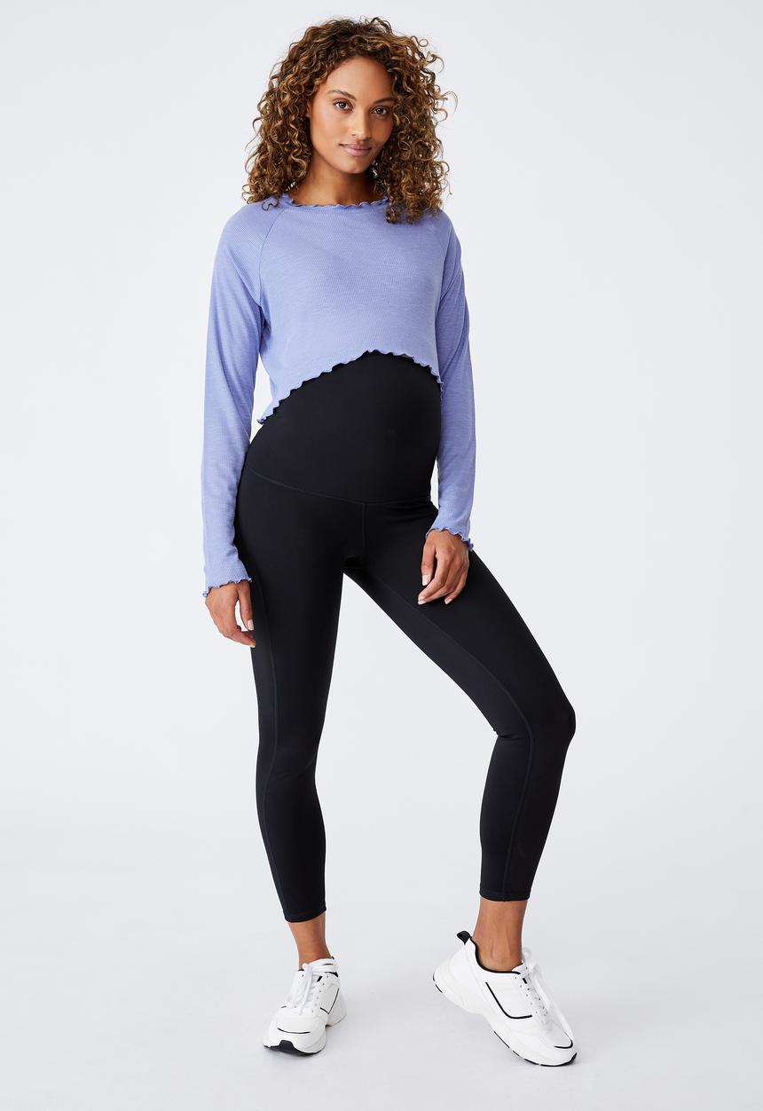 Cotton On - Maternity cross back rib long sleeve top - periwinkle